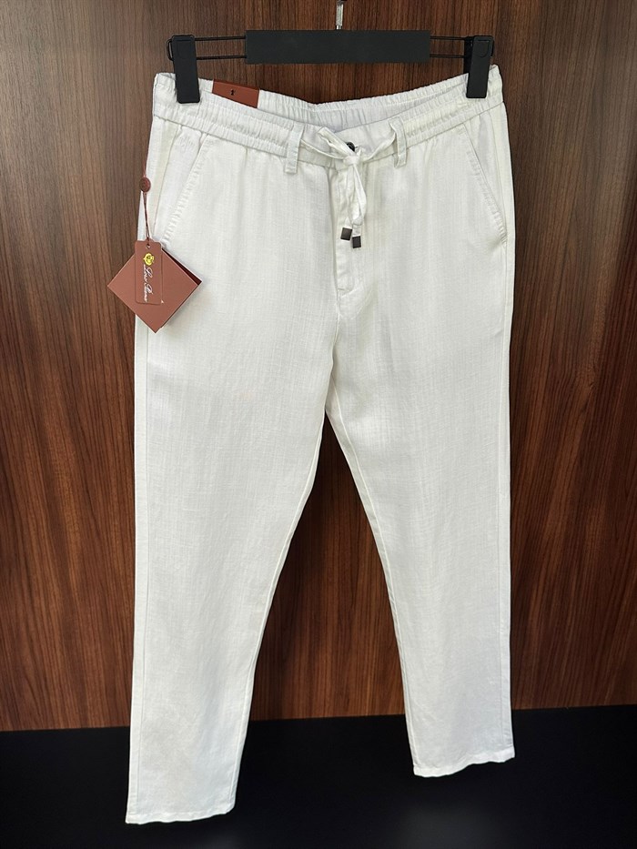 Deri Logolu Keten Jogger Pantolon