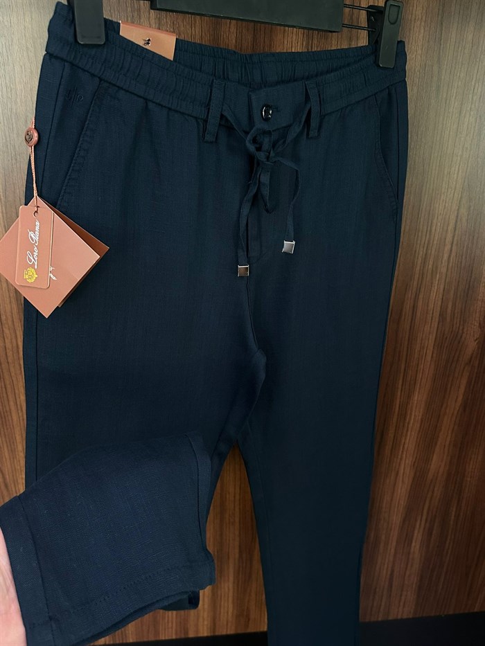 Deri Logolu Keten Jogger Pantolon