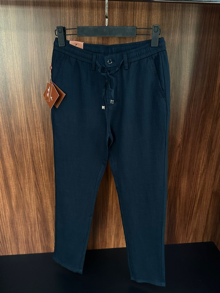 Deri Logolu Keten Jogger Pantolon