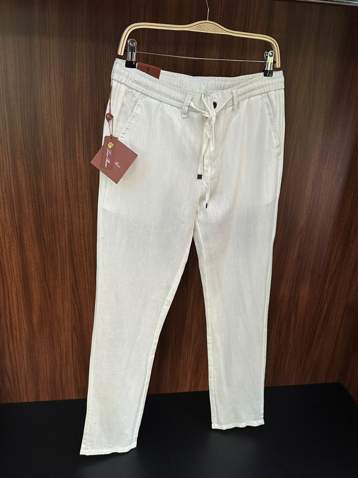 Nakış Logolu Keten Jogger Pantolon