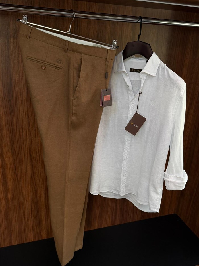 Nakış Logolu Keten Jogger Pantolon
