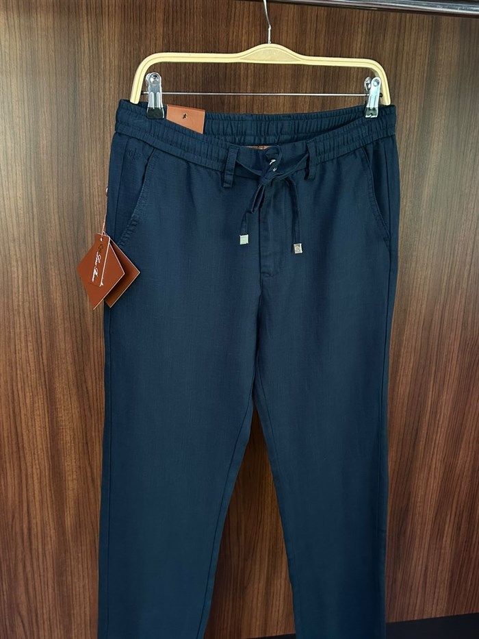 Nakış Logolu Keten Jogger Pantolon