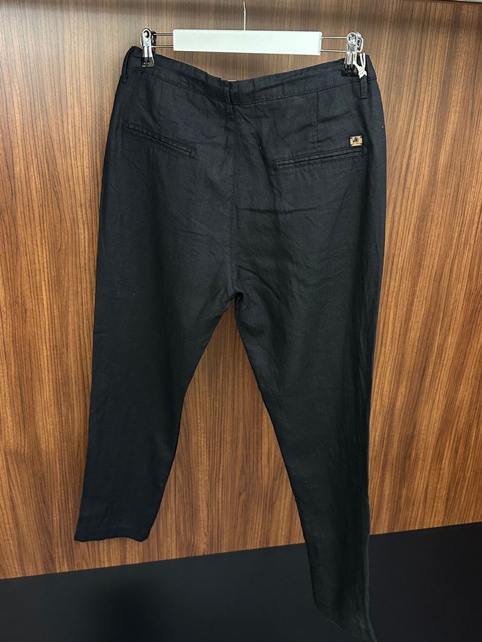 Saf Keten Beli Lastikli İpli Pantolon