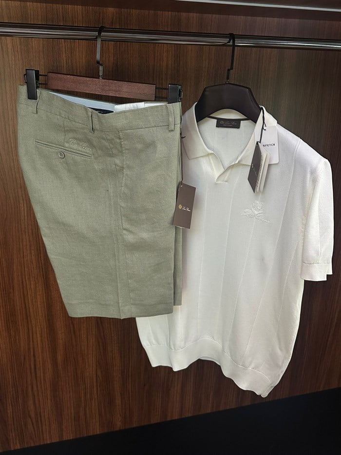 Nakış Logolu %100 Saf Keten Bermuda Şort