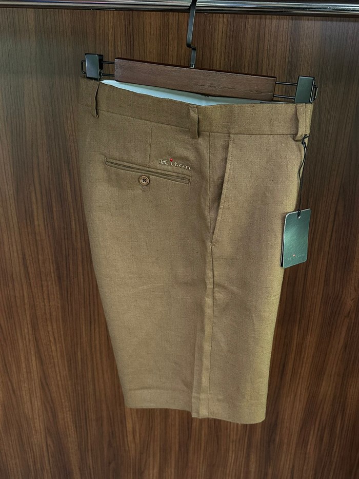 Nakış Logolu %100 Saf Keten Şort