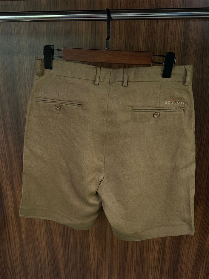 Nakış Logolu %100 Saf Keten Şort