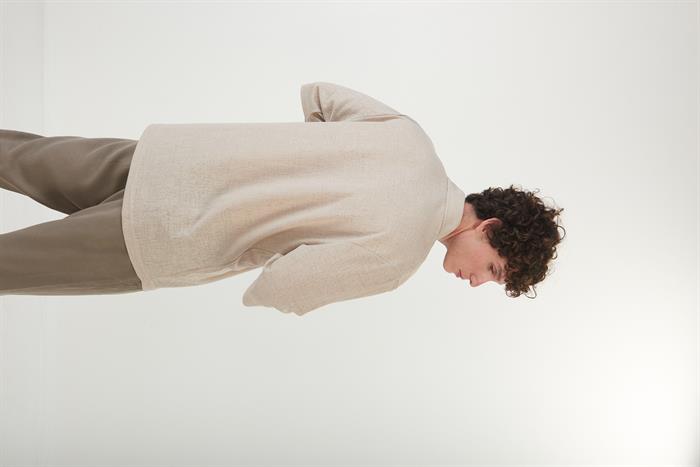 Apaş Yaka Keten Görünümlü Gömlek