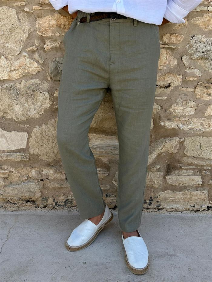 Beli Kemerli Lınen Kumaş Pantolon