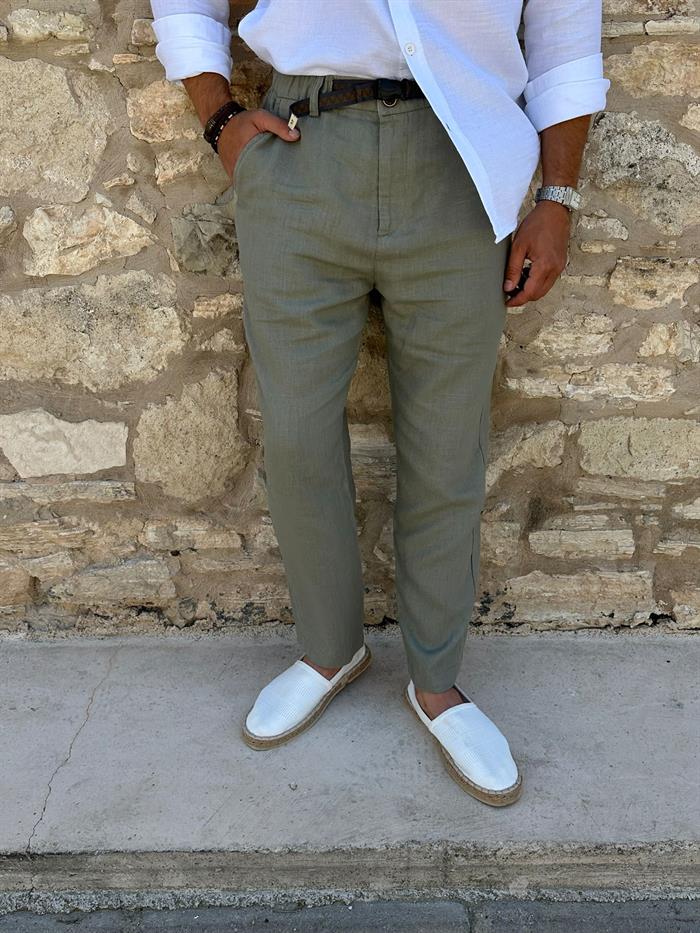 Beli Kemerli Lınen Kumaş Pantolon