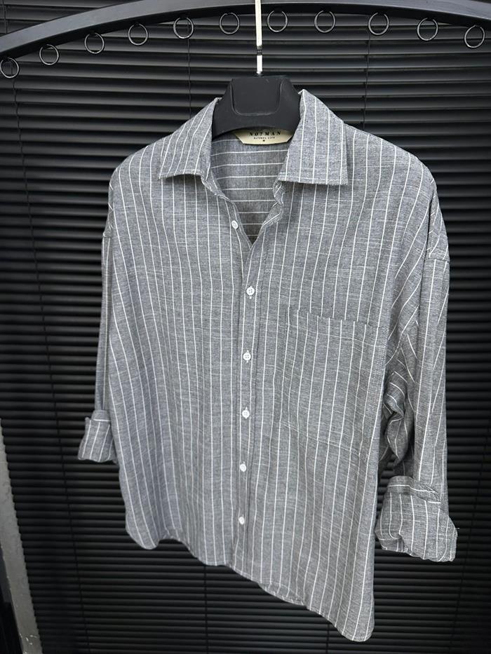 Linea Çizgili  Pamuk & Keten Gömlek