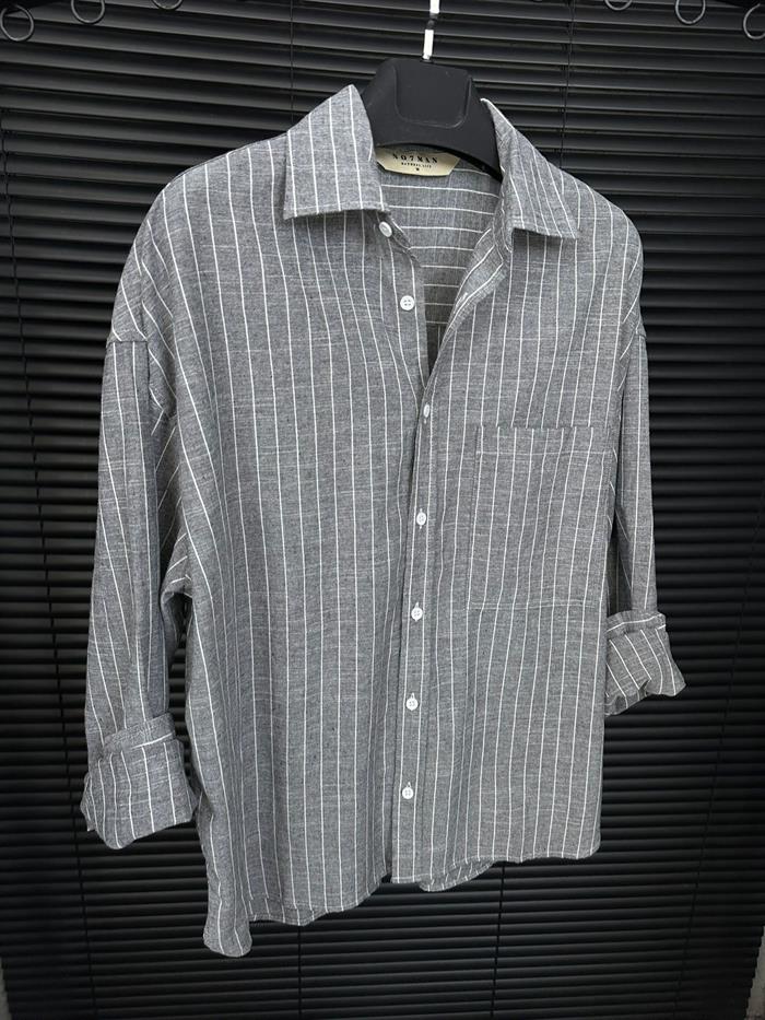 Linea Çizgili  Pamuk & Keten Gömlek