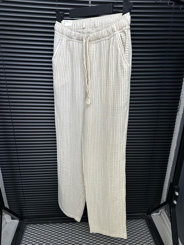 Lyros Çizgili Keten Pantolon