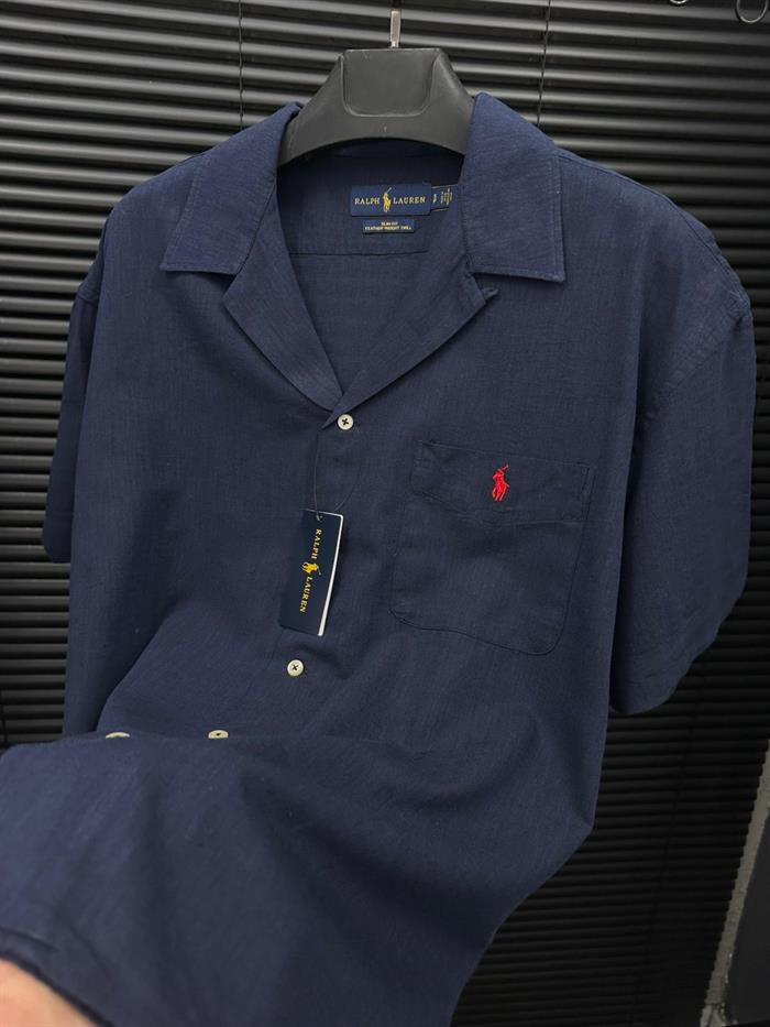 Nakış Logolu Cep Detaylı Keten Gömlek