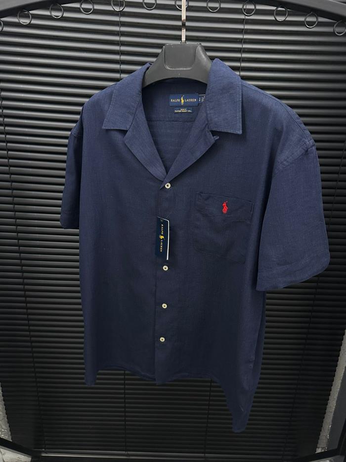 Nakış Logolu Cep Detaylı Keten Gömlek