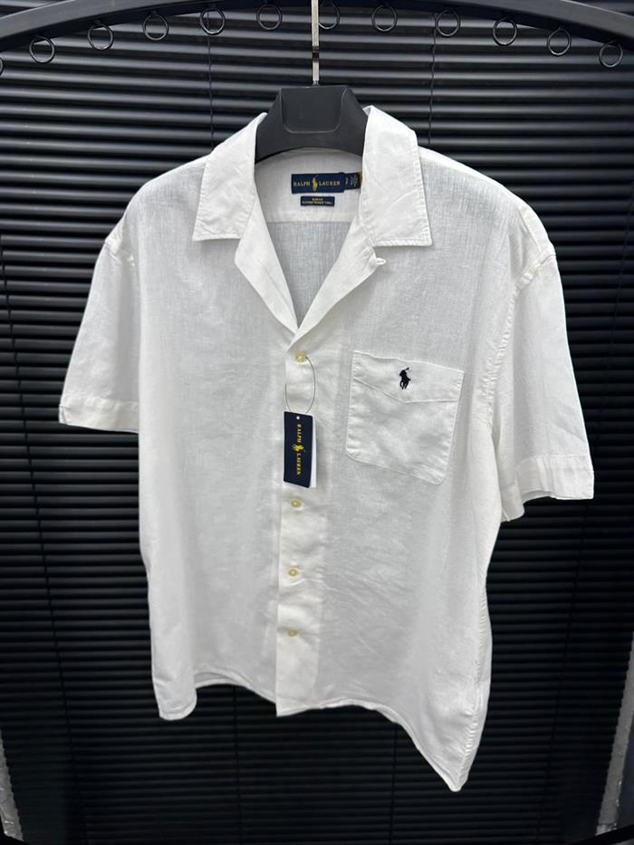 Nakış Logolu Cep Detaylı Keten Gömlek