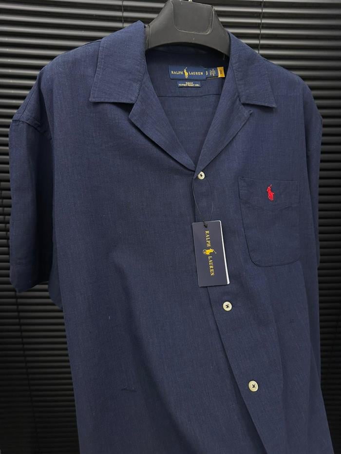 Nakış Logolu Cep Detaylı Keten Gömlek