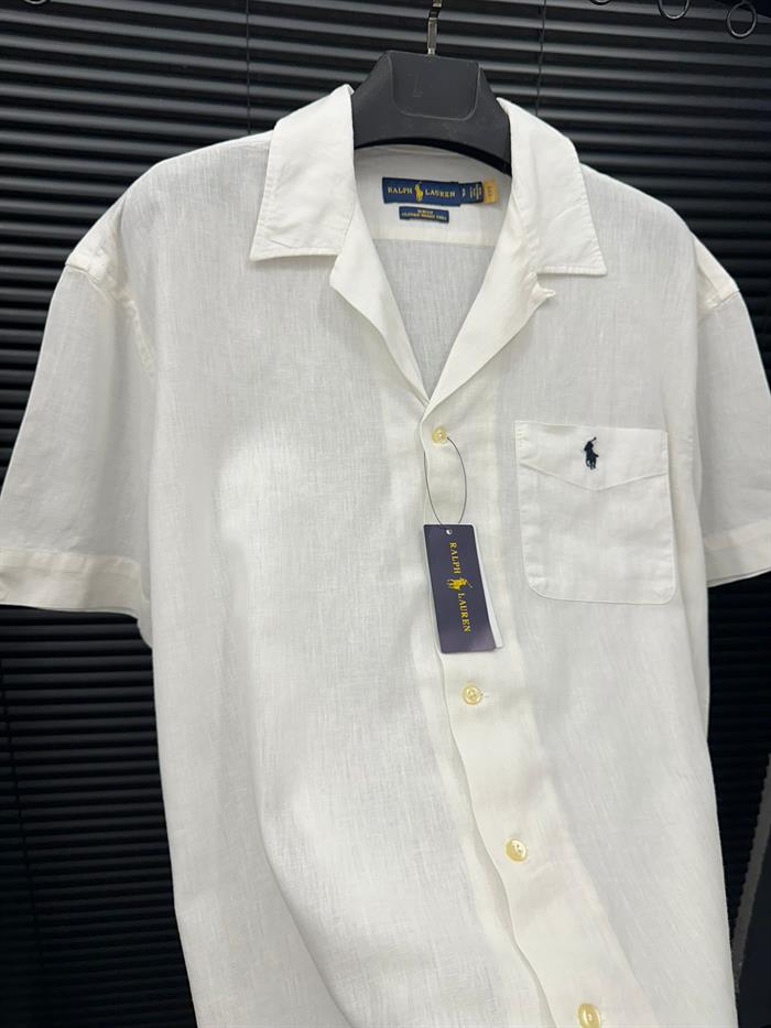 Nakış Logolu Cep Detaylı Keten Gömlek