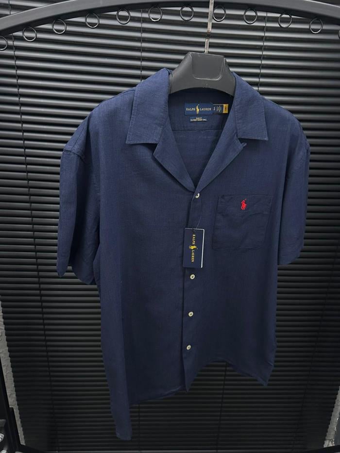 Nakış Logolu Cep Detaylı Keten Gömlek