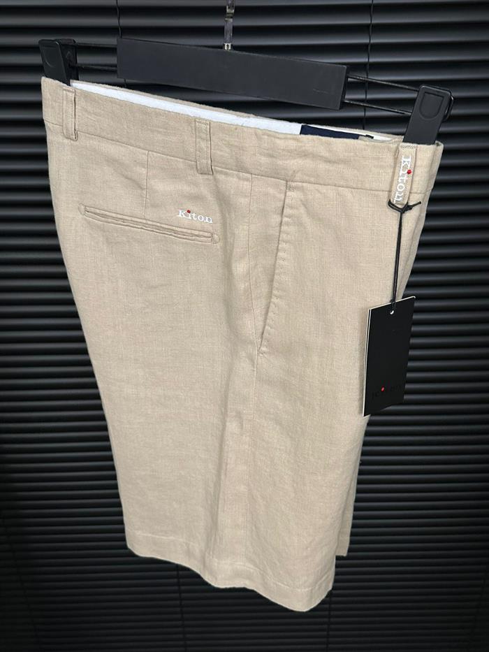 Nakış Logolu Cep Detaylı Keten Şort