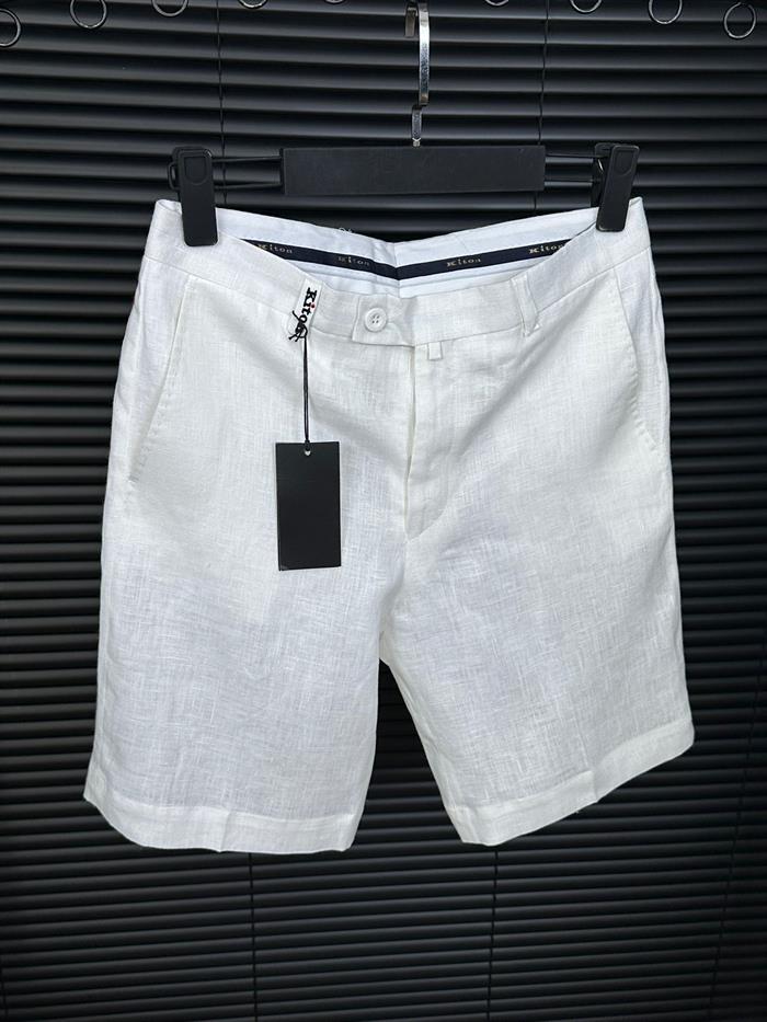 Nakış Logolu Cep Detaylı Keten Şort