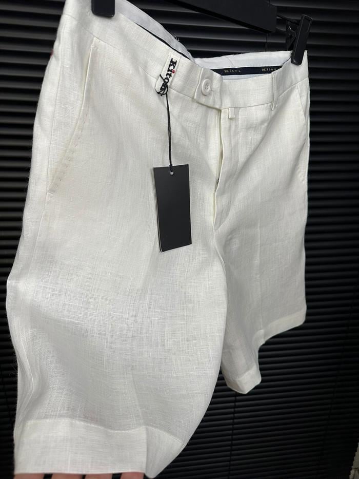 Nakış Logolu Cep Detaylı Keten Şort