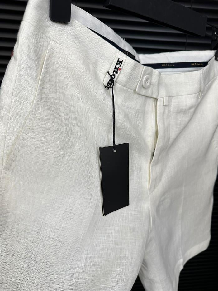 Nakış Logolu Cep Detaylı Keten Şort