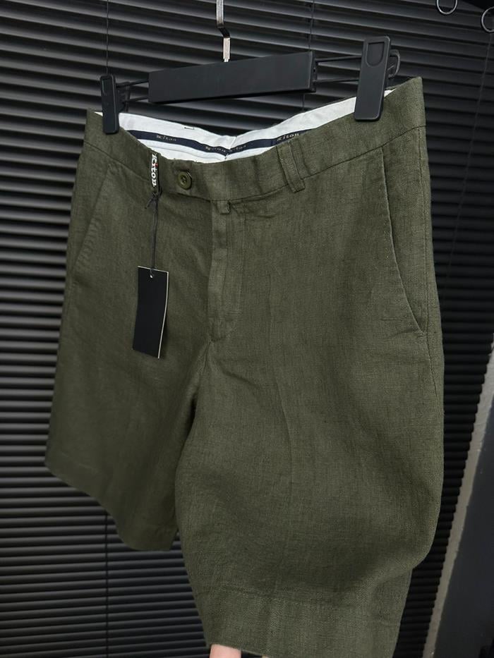 Nakış Logolu Cep Detaylı Keten Şort