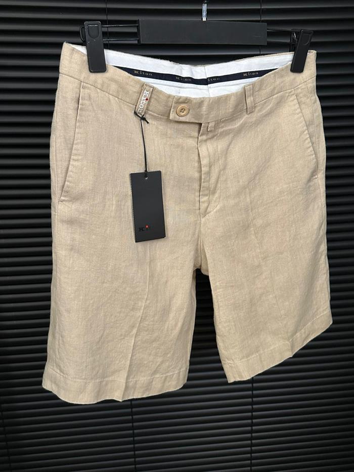 Nakış Logolu Cep Detaylı Keten Şort