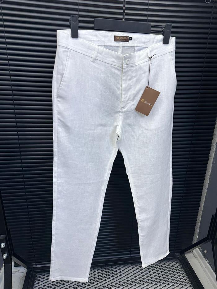 Nakış Logolu Keten Pantolon