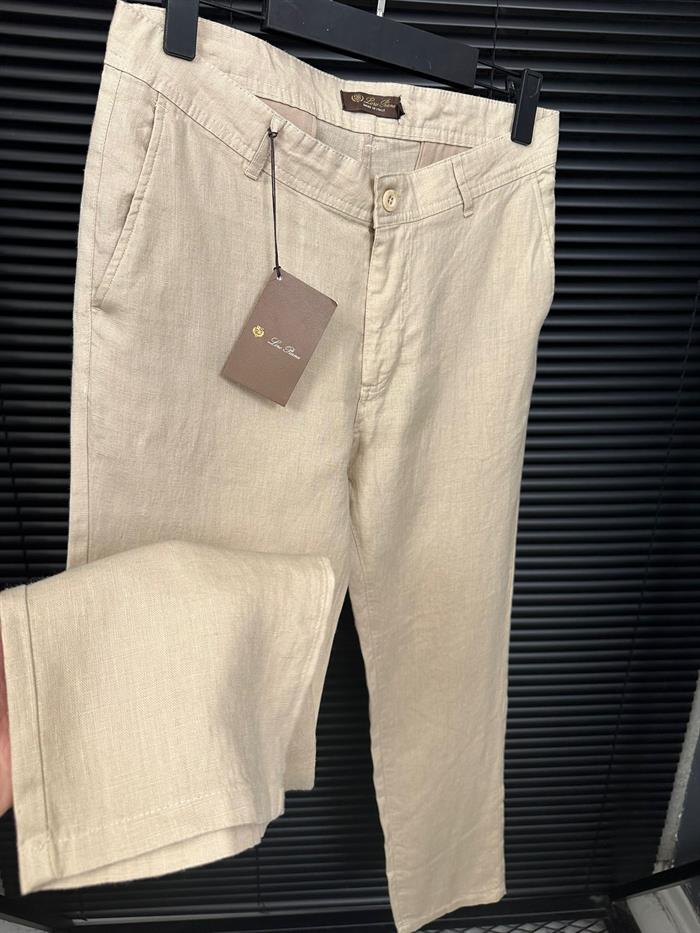 Nakış Logolu Keten Pantolon