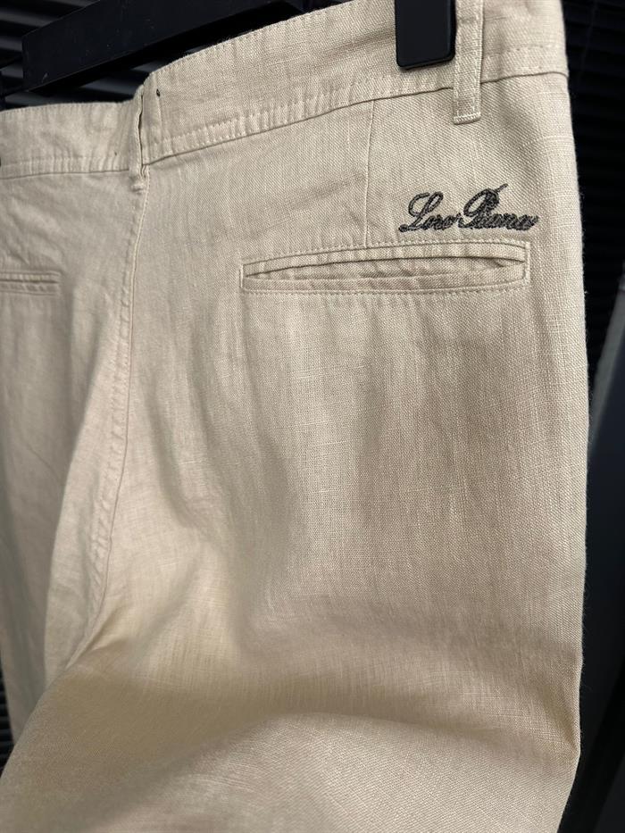 Nakış Logolu Keten Pantolon