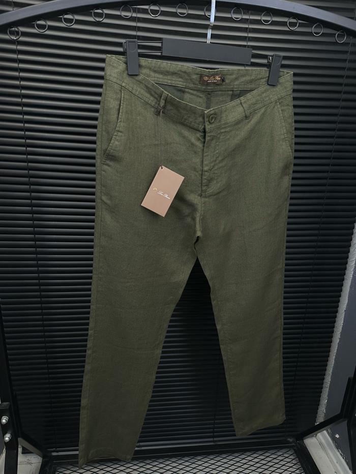 Nakış Logolu Keten Pantolon