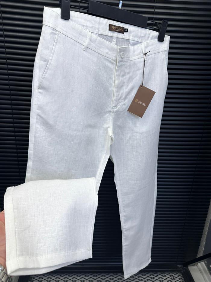 Nakış Logolu Keten Pantolon