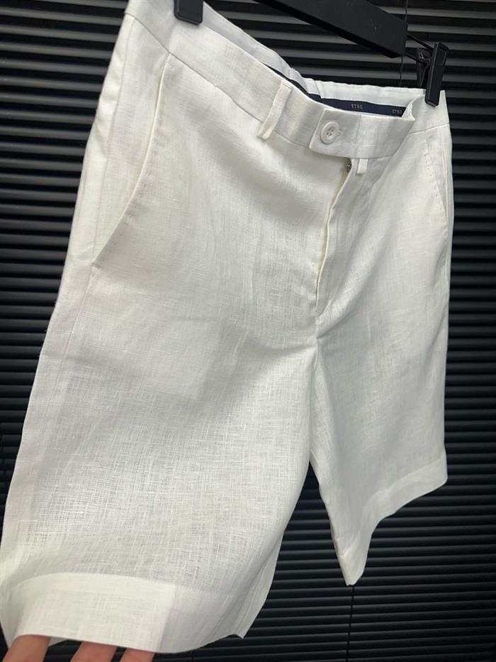 Tonaton Nakış Logolu Keten Şort