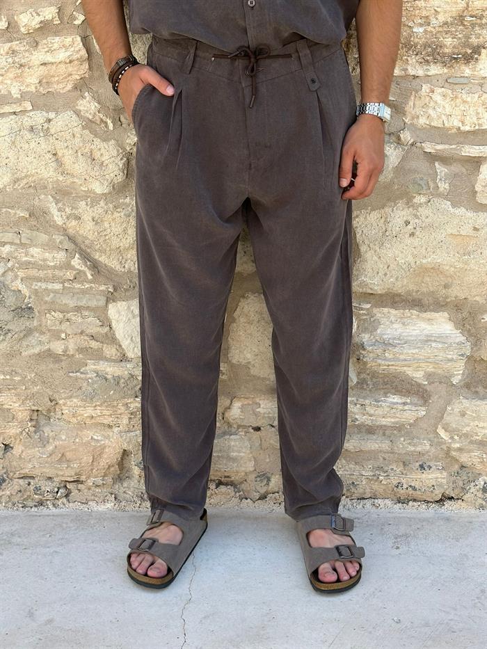 Yan Cepli Kordonlu Pantolon