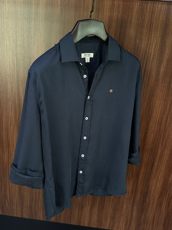 Nakış Çiçek Logolu Modal Kumaş Gömlek