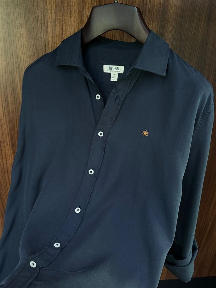 Nakış Çiçek Logolu Modal Kumaş Gömlek