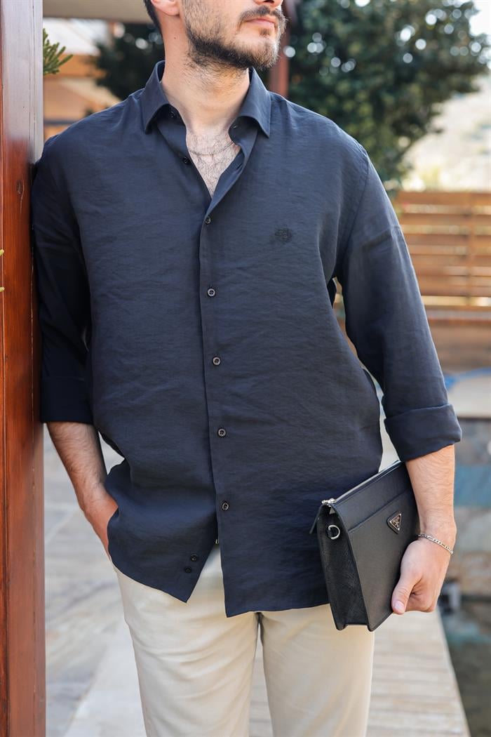 Nakış Logolu Modal Kumaş Gömlek