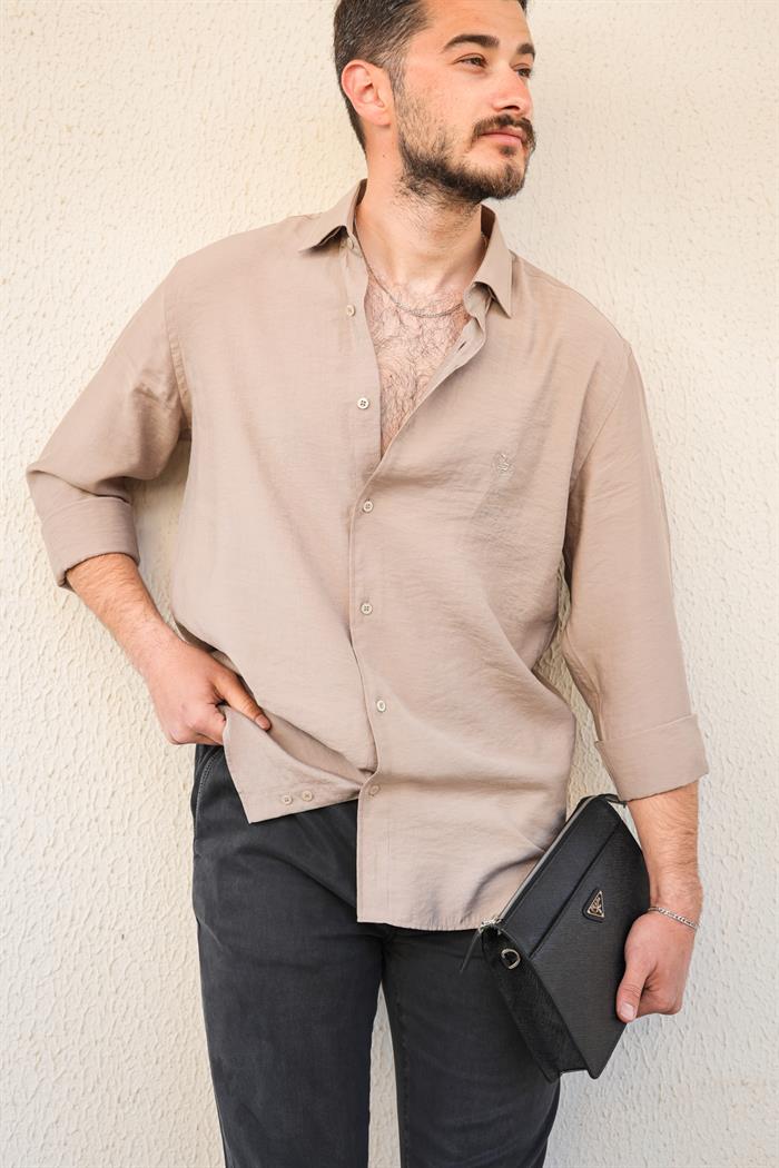 Nakış Logolu Modal Kumaş Gömlek