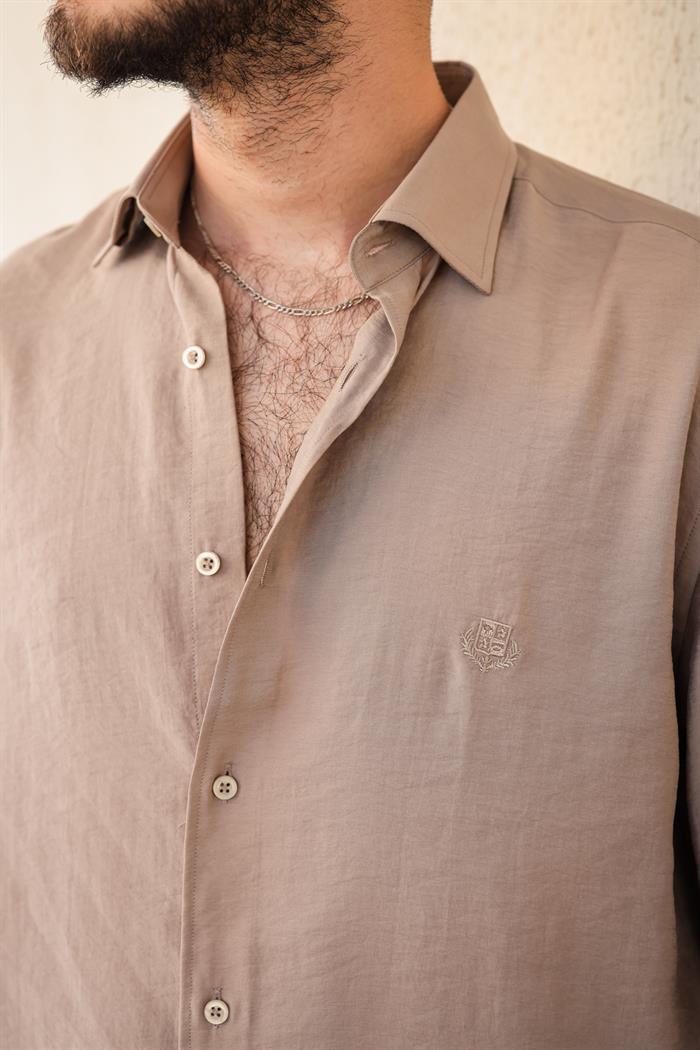 Nakış Logolu Modal Kumaş Gömlek