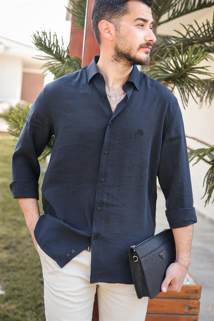 Nakış Logolu Modal Kumaş Gömlek