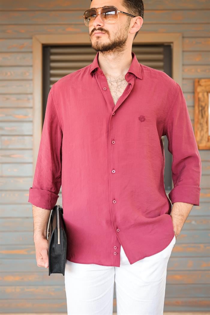 Nakış Logolu Modal Kumaş Gömlek