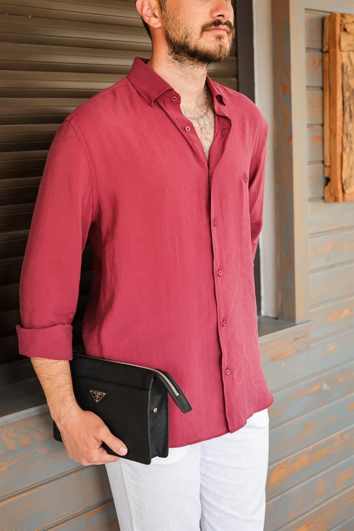 Nakış Logolu Modal Kumaş Gömlek