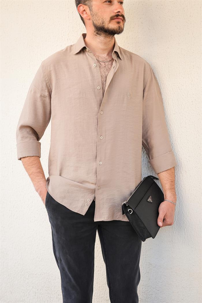 Nakış Logolu Modal Kumaş Gömlek