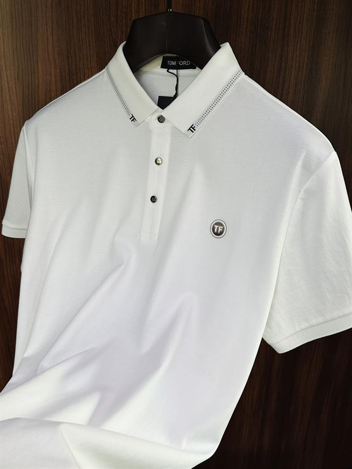 Göğüs Logolu Yaka Detaylı Modal Yakalı T-Shirt