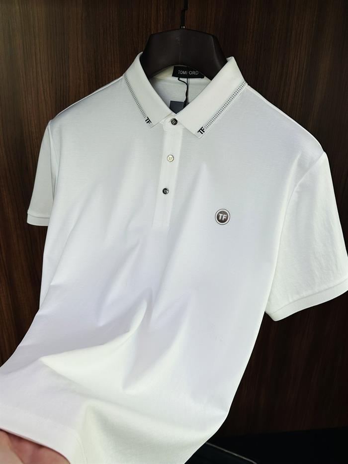 Göğüs Logolu Yaka Detaylı Modal Yakalı T-Shirt