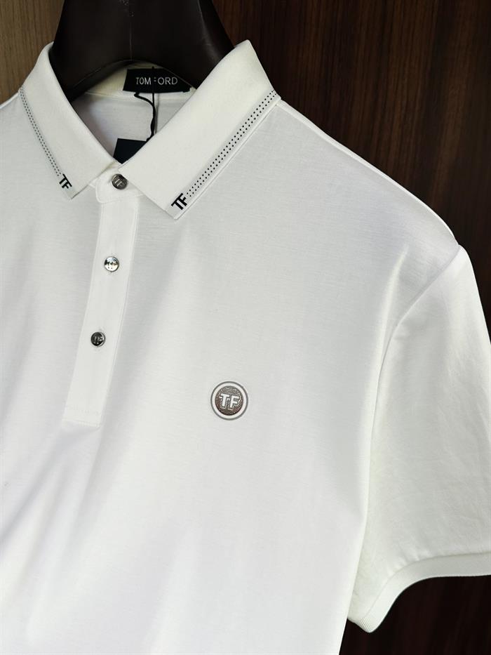 Göğüs Logolu Yaka Detaylı Modal Yakalı T-Shirt