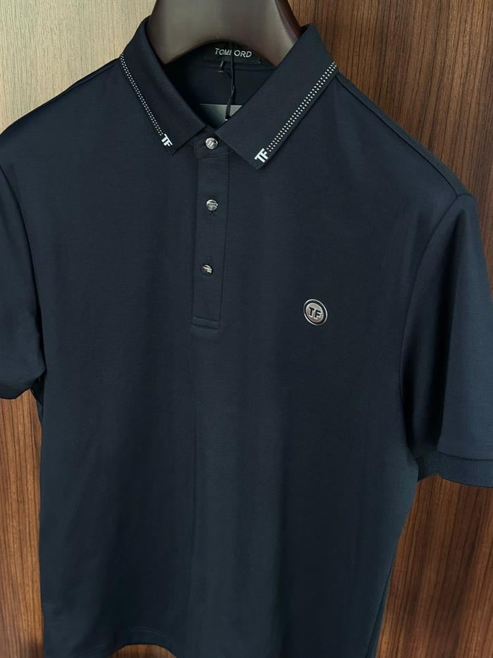 Göğüs Logolu Yaka Detaylı Modal Yakalı T-Shirt