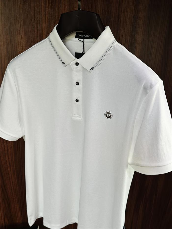 Göğüs Logolu Yaka Detaylı Modal Yakalı T-Shirt