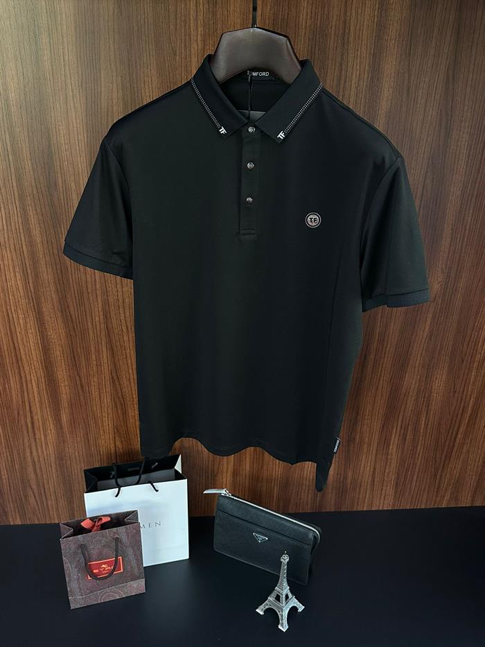 Göğüs Logolu Yaka Detaylı Modal Yakalı T-Shirt